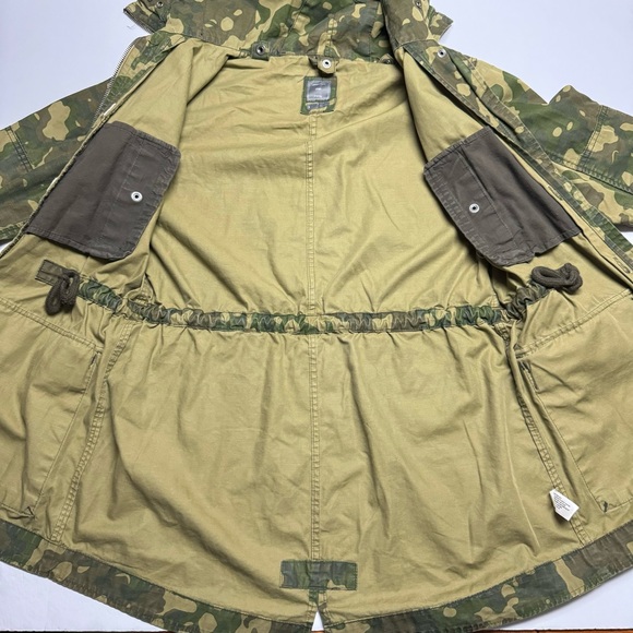 Gap Women’s Long Green Camo Hooded Jacket Drawstring Waist Size: S (No Lining) - Picture 3 of 8